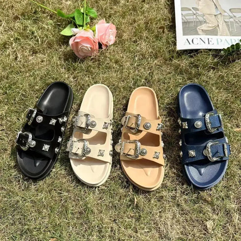 'Rosamund' Flat Open Toe Sandals - Celes Fashion